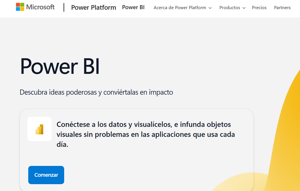 Pantalla de Microsoft Power BI